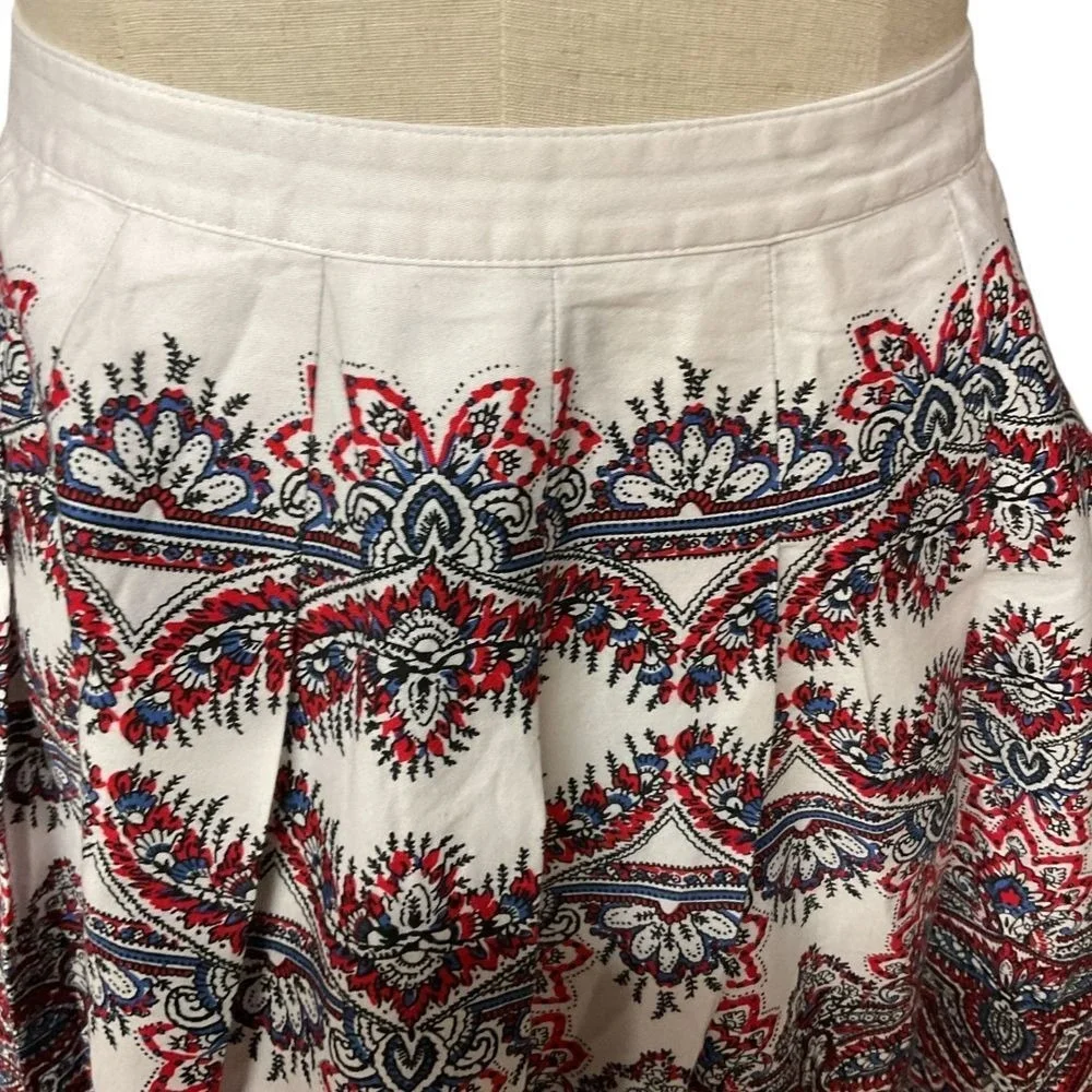 Talbots Petite Women's Floral Print A-Line Pleated Midi Skirt Size‎ 4P Boho